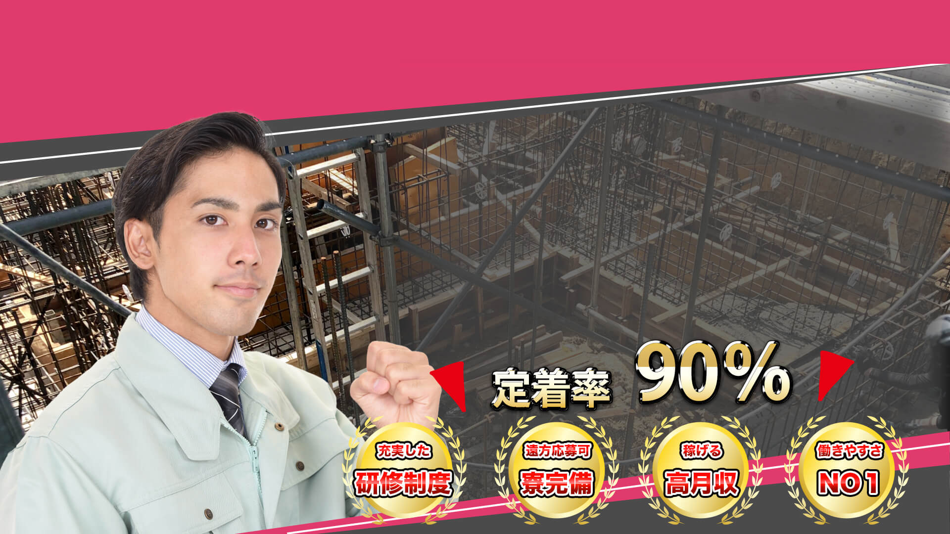 定着率90%、充実した研修制度、寮完備、稼げる高収入、働きやすさ